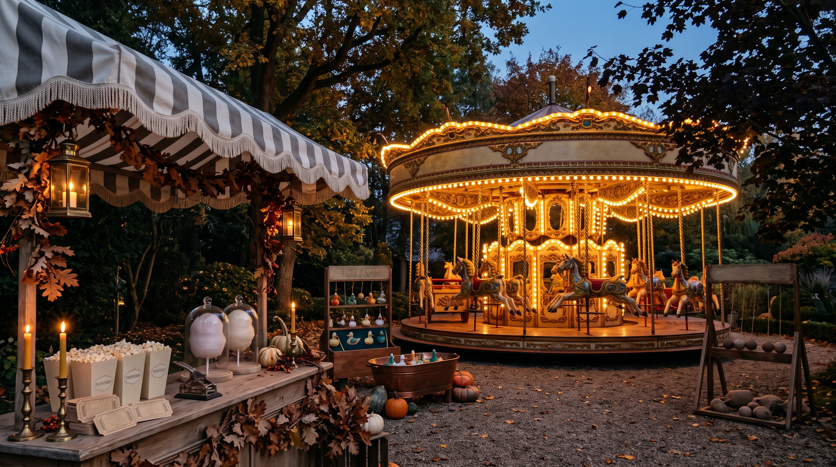Vintage fairground setting for a corporate Halloween event in Luxembourg