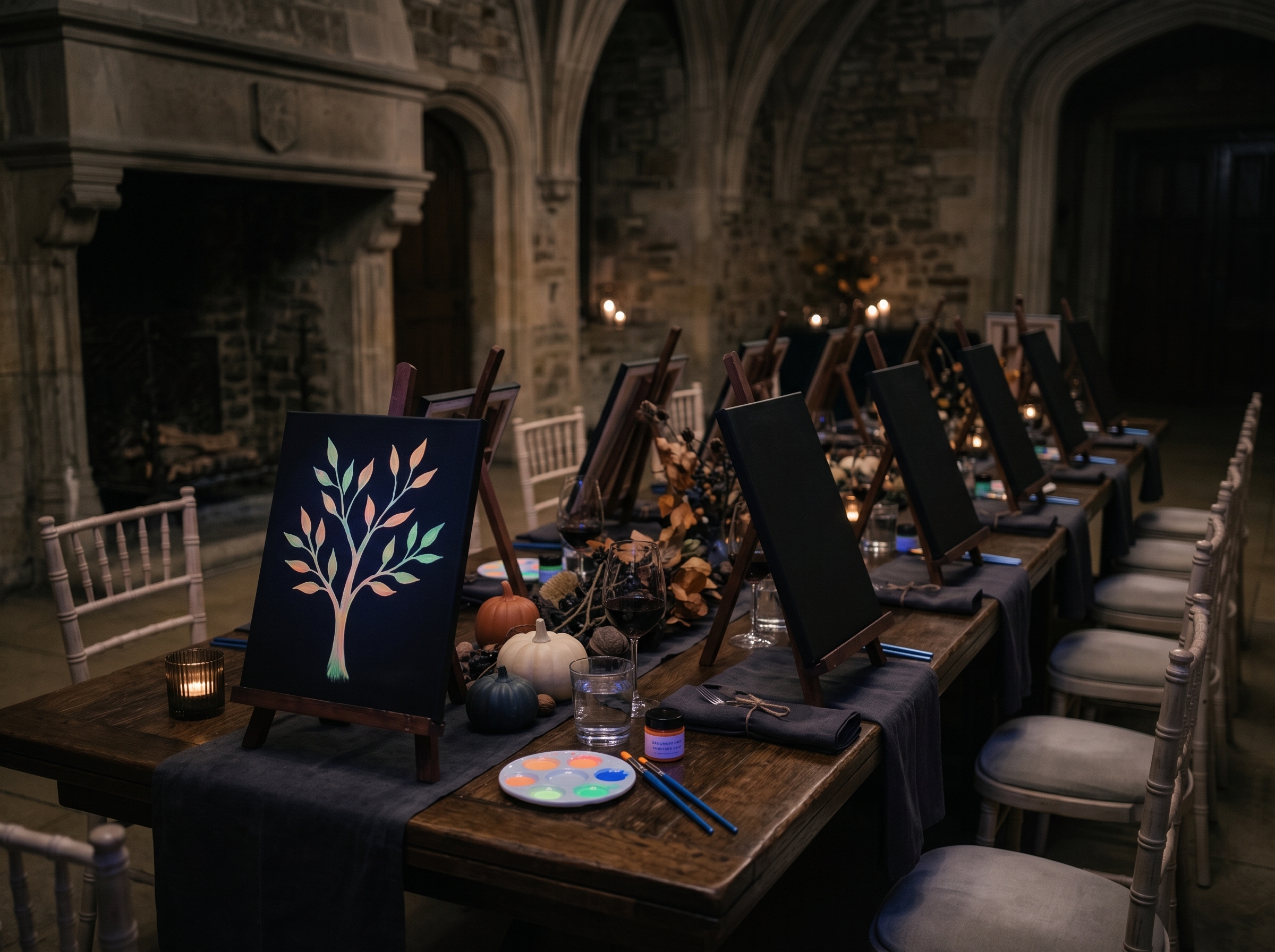 Paint in the Dark creative experience in a low-lit atmosphere